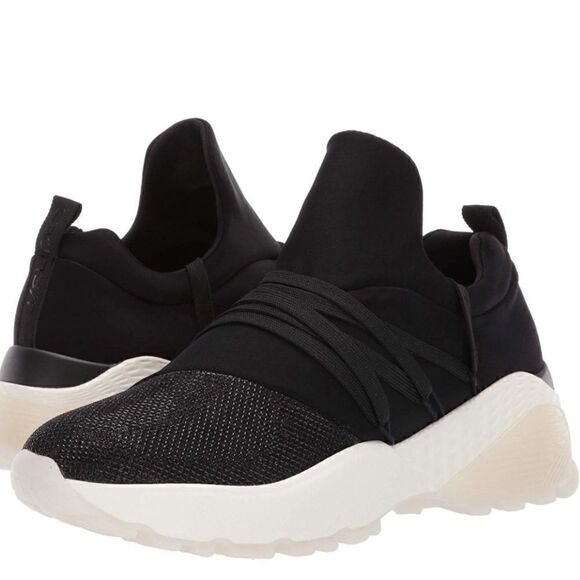 JSlides MORROW Sneaker Black Glitter Lace Up - Picture 2 of 7